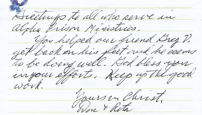 Handwritten thank you note