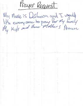 Click to enlarge Hand written inmate prayer request