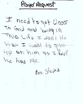Click to enlarge Hand written inmate prayer request