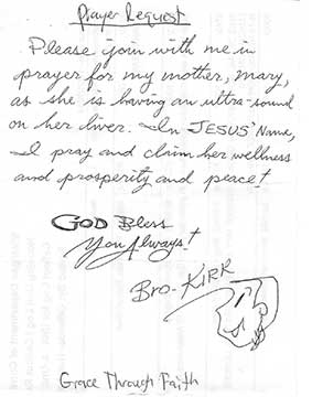 Click to enlarge Hand written inmate prayer request