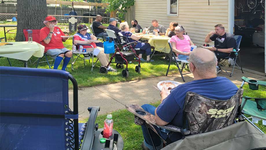 Memorial Day 2022 picnic barbeque with Alpha volunteers, residents, and their families